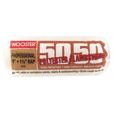 WOOSTER 9" Paint Roller Cover, 1-1/4" Nap Nap, Knit Lambswool/Polyester R298